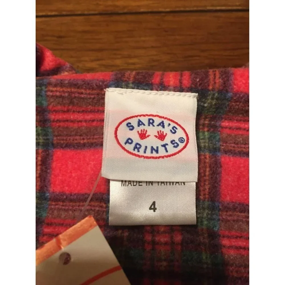 Sara’s Prints Flannel Plaid Robe Size 4 Kids